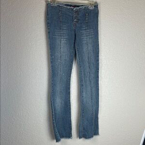 Women's Zana Di Vintage Denim Blue Jeans Frayed Flared Size 0 Y2K